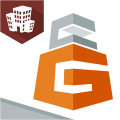 Icon logo initial for business development of construction services, with combination of letters G & C