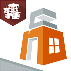 Icon logo initial for business development of construction services, with combination of letters N & C