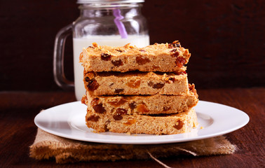 Fruit oat flapjacks biscuits stack