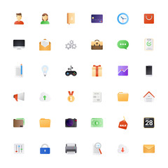 Big icon set. Colored semi flat icons pack for awesome and style web or mobile app design.