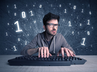 Online intruder geek guy hacking codes
