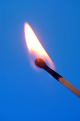 match on blue background