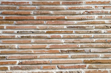 Thin bricks wall closeup