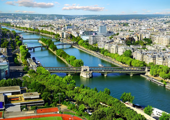 Aerial panoramic view of Paris - obrazy, fototapety, plakaty