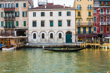 Venice City of Italy. View on Grand Canal, Venetian Landscape with boats and gondolas