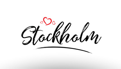 stockholm europe european city name love heart tourism logo icon design
