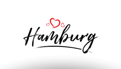 hamburg europe european city name love heart tourism logo icon design