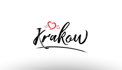 Fototapeta krakow europe european city name love heart tourism logo icon design obraz