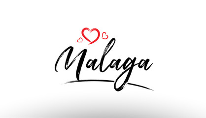 malaga europe european city name love heart tourism logo icon design - obrazy, fototapety, plakaty