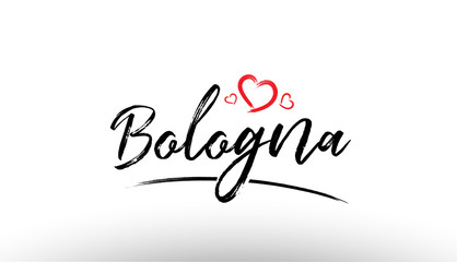 bologna europe european city name love heart tourism logo icon design