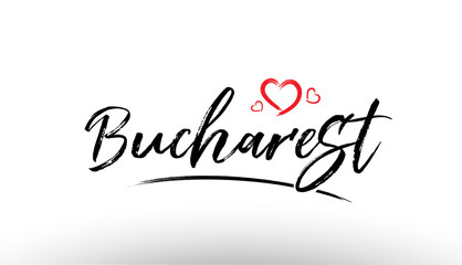 bucharest europe european city name love heart tourism logo icon design