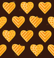 Seamless pattern of heart-shaped cookies