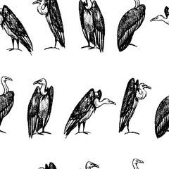 Hand drawn vultures pattern