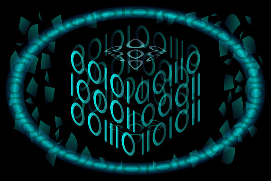 Binary code blue vector illustration - cryptocurrency technology background