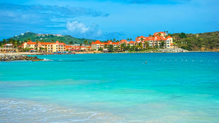 Scenery from Saint Martin's Beach in Caribbean