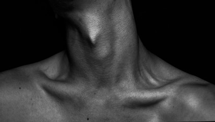 Clavicle Women with moles on the skin