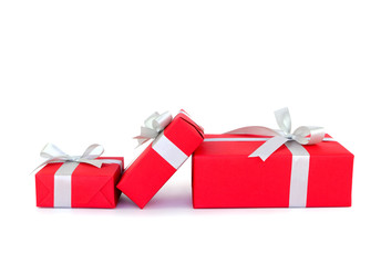 Red gift box isolated on white background