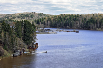 Freshet on Siberian river