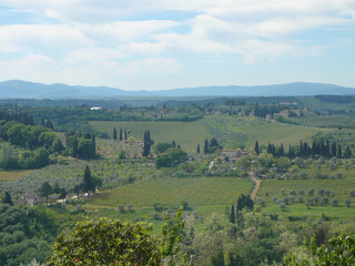Fototapeta na wymiar View of the country of San Gimignano