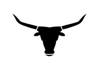 Animal Black Bull Head Illustration Logo Silhouette