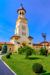 Fototapeta na wymiar Belltower of Archiepiscopal Cathedral, Alba Iulia,Alba,Romania