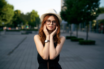 light portrait of a girl in a street