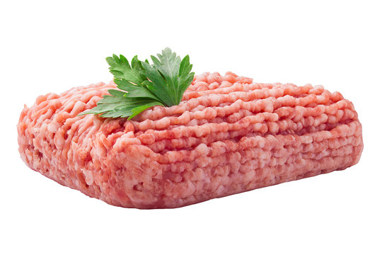 minced meat, pork, beef, forcemeat, clipping path, isolated on white background, full depth of field