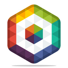 icon colorful hexagon logo with combination of the initials of the letter O