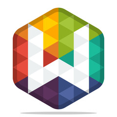 icon colorful hexagon logo with combination of the initials of the letter W