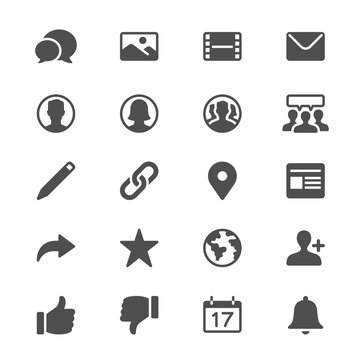 social network glyph icons