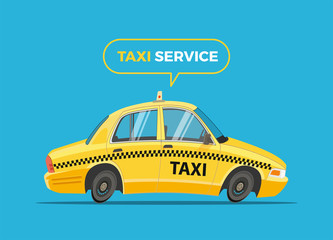 Cartoon Taxi Vector Illustration.