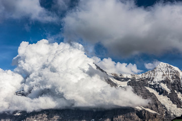 Fototapeta na wymiar Eiger mountain in clouds