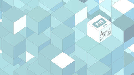 Fototapeta premium Green and blue isometric crowd cube pattern BG