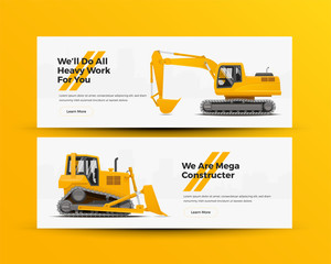 Construction Machinery Banners for Building Company Website. Vector Illustration. © paul_craft