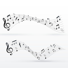 musical notes wave background design