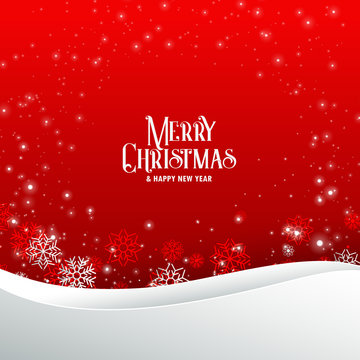 elegant red merry christmas greeting background with snowflakes