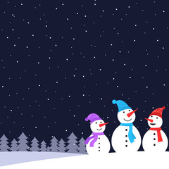 Three cute snowmen winter themed banner