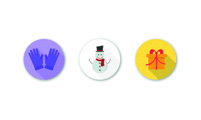 Flat Vector Round Christmas Icons