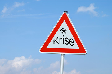 warnschild handwerkskrise