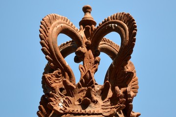 Fototapeta na wymiar Decorative wooden architectural ornament. Indonesia