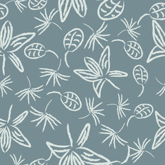 Tropical seamless pattern with exotic palm leaves. Hawaiian style.  Vector illustration.