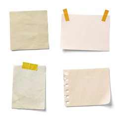 close up of  a vintage note paper on white background