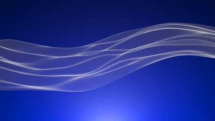 Abstract white wave in the slow motion on the blue background