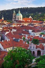 Obraz premium View of the historical districts of Prague from an observation deck
