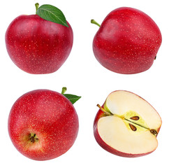 Fresh apple isolated on white background with clipping path set