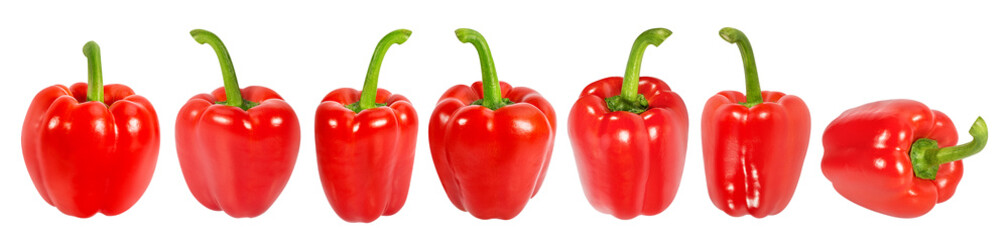 Fresh pepper red bell set isolated on white background with clipping path