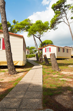 Mobile houses on a camping