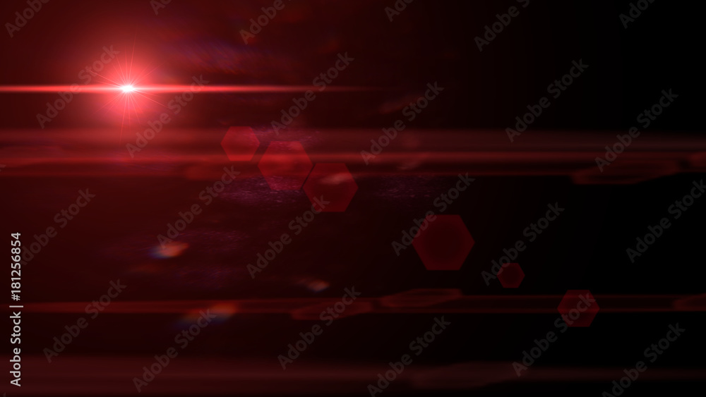 Wall mural strange red lens flare effect overlay texture with hexagonal bokeh effects background