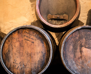 Cask in wine cellar