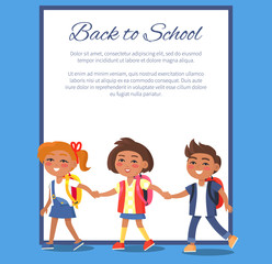 Back to School Poster with Children in Clothes